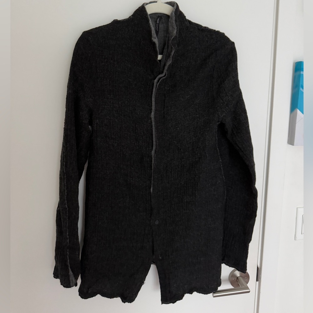 Transit Uomo Wool Black & Grey Button Up Shirt